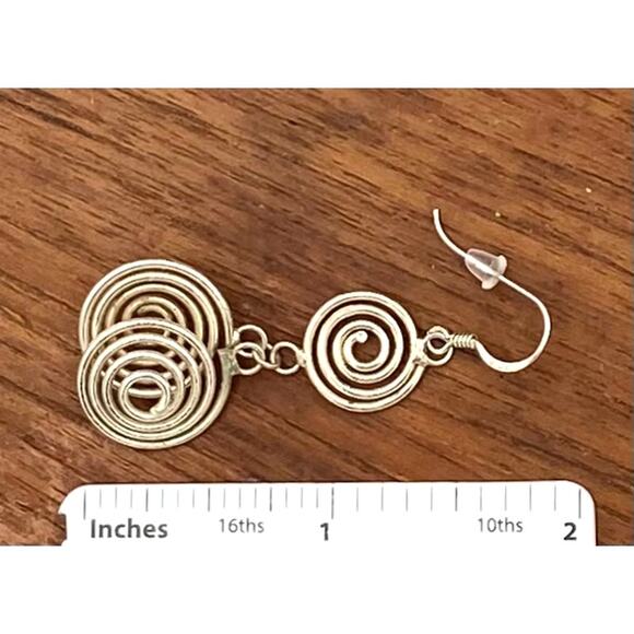 Sterling Silver Spiral Dangle Wire Earrings - Picture 8 of 11